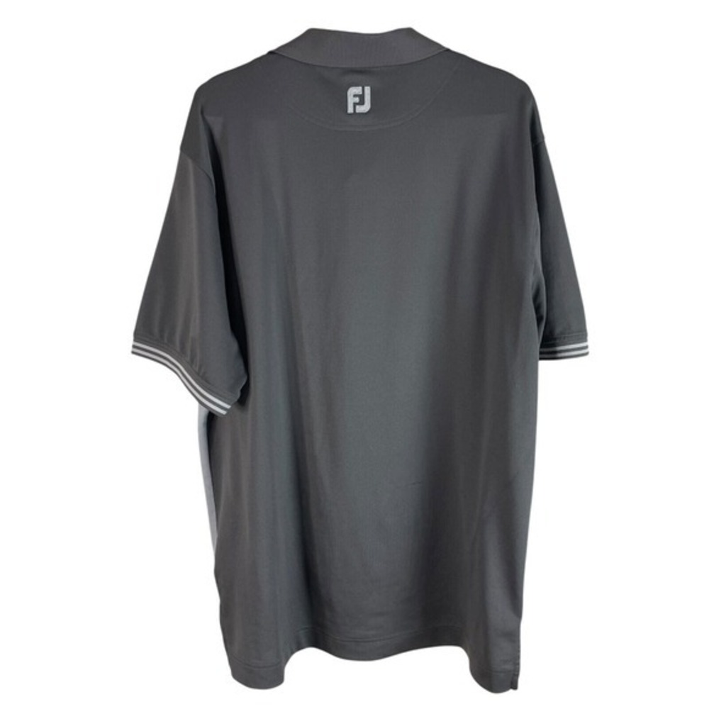 FootJoy Mens L Athletic Fit Golf Polo Shirt Gray Colorblock Stretch BandedSleeve - Picture 4 of 8
